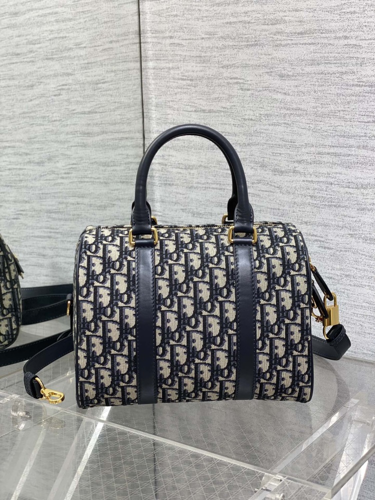 DIOR Groove 25 handbag Boston mini, meticulously crafted with classic blue oblique vintage flowers, exquisite yet stylish