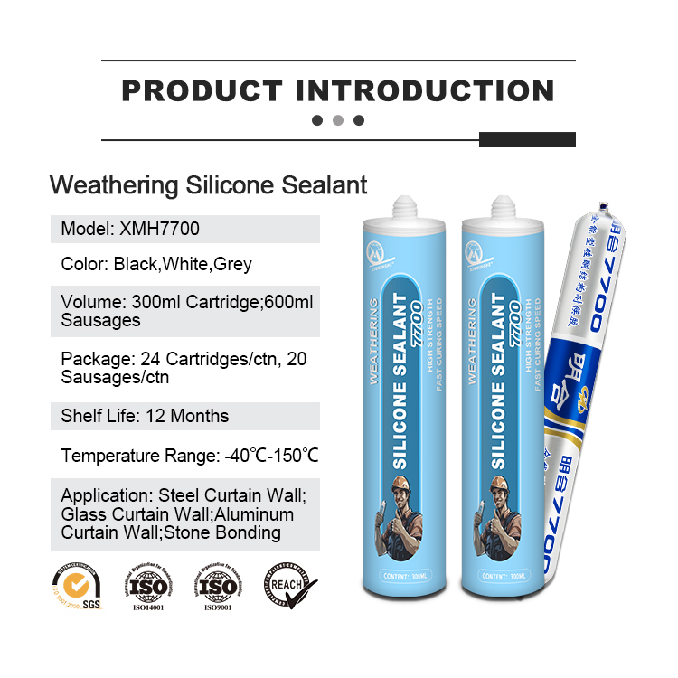 MH7700 silicone sealant is a mold-resistant, transparent white, weatherproof, neutral silicone joint sealant for metal-to-metal structures in curtain walls.,XMHsealant,MH7700 silicone sealant is a mold-resistant, transparent white, weatherproof, neutral silicone joint sealant for metal-to-metal structures in curtain walls.