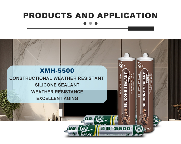 MH5500 silicone sealant structural tube old house roof drainage communication vent metal neutral transparent waterproof silicone adhesive,Sellador XMH,Sellador de Silicona Neutra Impermeable para Techos