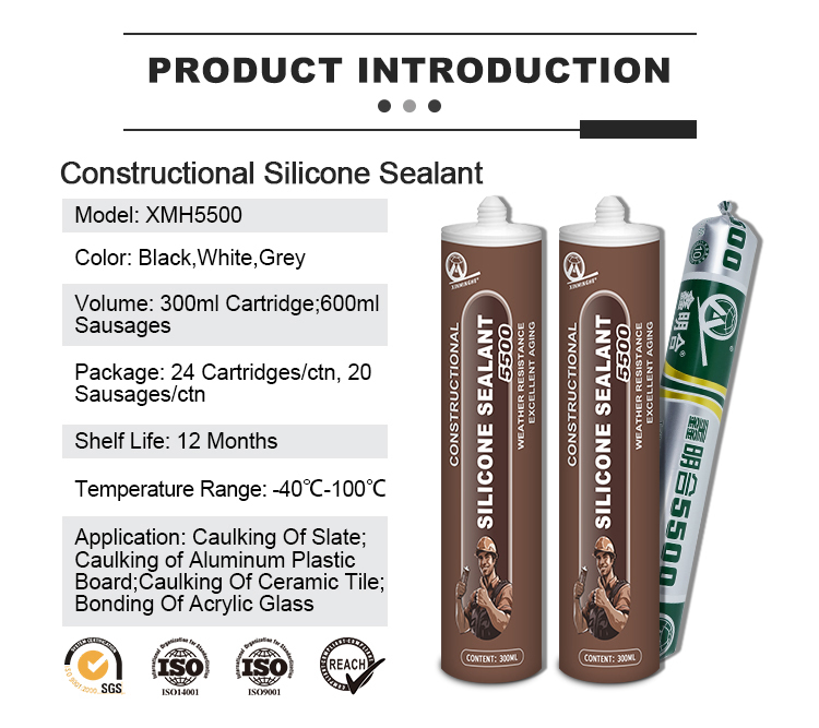 MH5500 silicone sealant structural tube old house roof drainage communication vent metal neutral transparent waterproof silicone adhesive,Sellador XMH,Sellador de Silicona Neutra Impermeable para Techos
