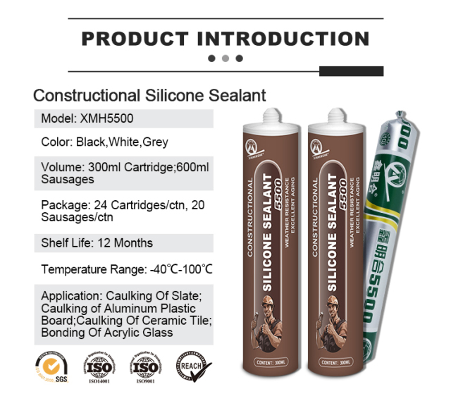 MH5500 silicone sealant structural tube old house roof drainage communication vent metal neutral transparent waterproof silicone adhesive,Sellador XMH,Sellador de Silicona Neutra Impermeable para Techos