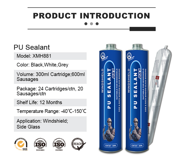MH881 polyurethane sealant 10 oz German high quality anti-rust new car auto glass windshield marine polyurethane caulking sealant transparent black,XMHsealant,High-Quality Polyurethane Sealant for Auto Glass (PU)