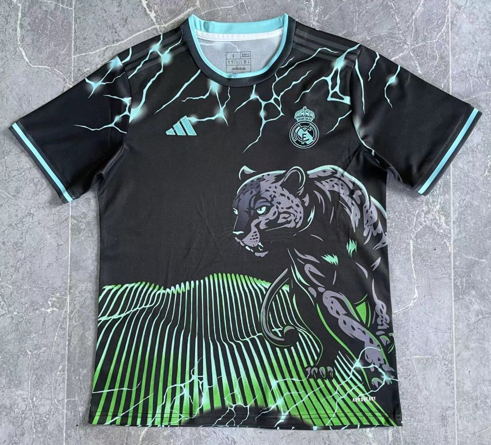 (S-3XL) 1:1 Copy Top Quality 2025/2026 Real Madrid Leopard Black and Blue