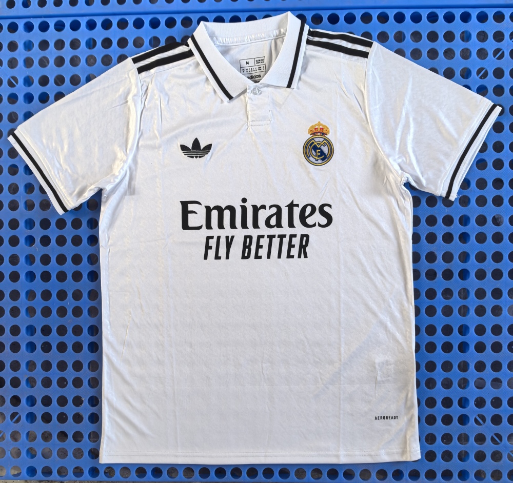 (S-3XL) 1:1 Copy Top Quality 2025/2026  Real Madrid white POLO