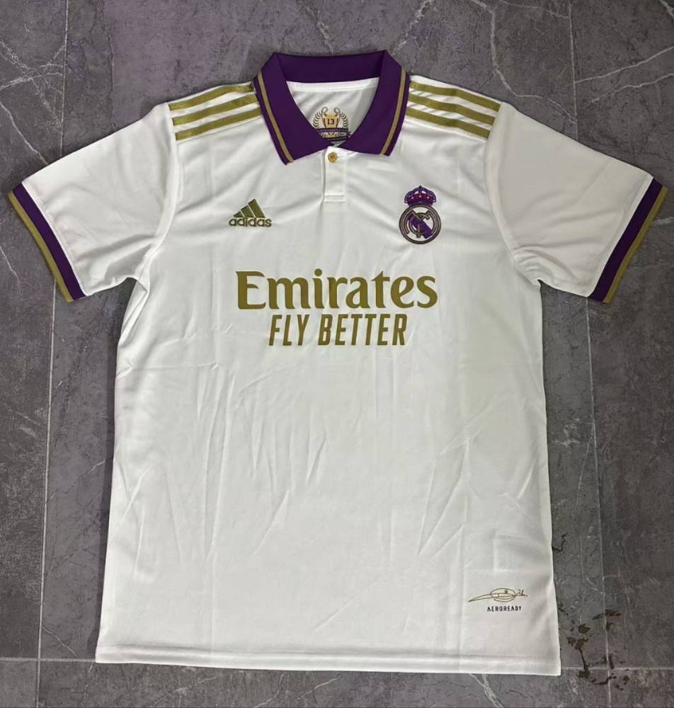 (S-3XL) 1:1 Copy Top Quality 2025/2026 Real Madrid White Polo with Purple Collar