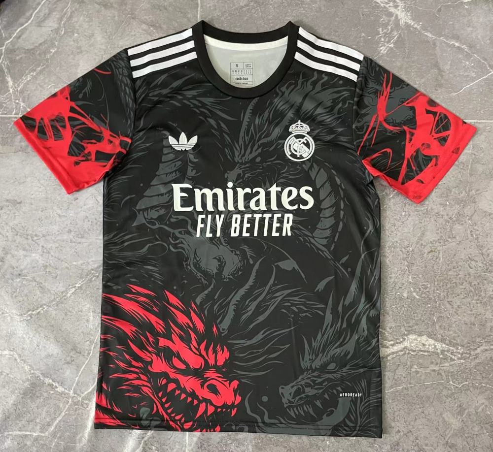 (S-3XL) 1:1 Copy Top Quality 2025/2026 Real Madrid Red Dragon Head Edition