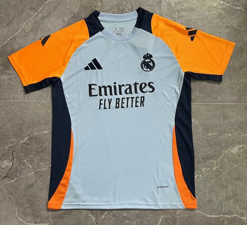 (S-3XL) 1:1 Copy Top Quality 2025/2026 Real Madrid Grey-Orange Training Jersey