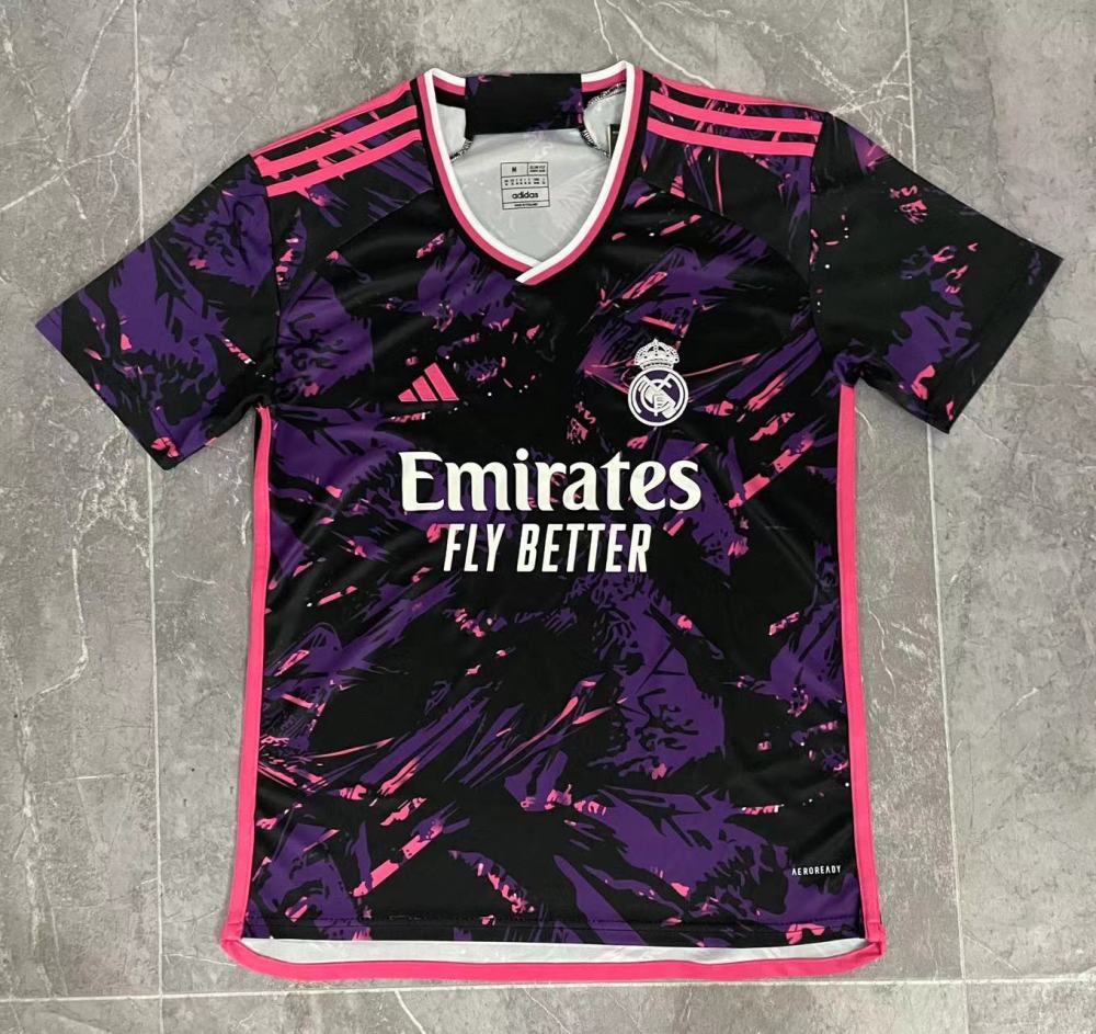 (S-3XL) 1:1 Copy Top Quality 2025/2026 Real Madrid black and purple training jersey