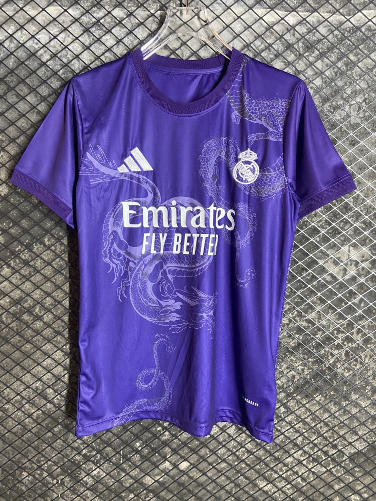 (S-3XL) 1:1 Copy Top Quality 2025/2026 Real Madrid Year of the Dragon Purple