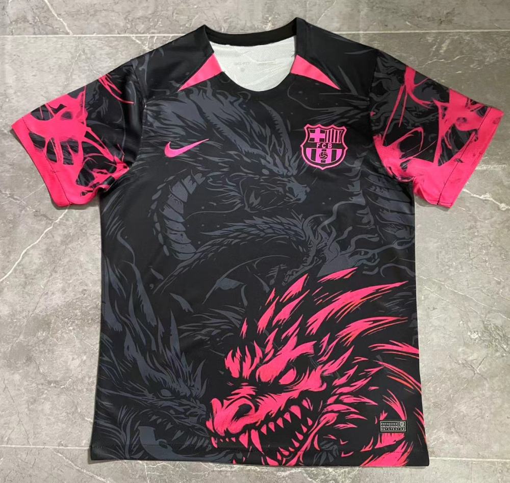 (S-3XL) 1:1 Copy Top Quality 2025/2026 Barcelona Black and Pink Dragon Special Edition