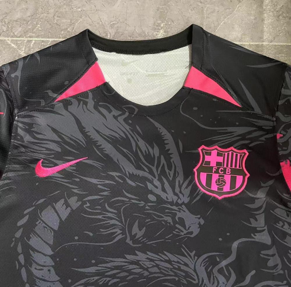 (S-3XL) 1:1 Copy Top Quality 2025/2026 Barcelona Black and Pink Dragon Special Edition