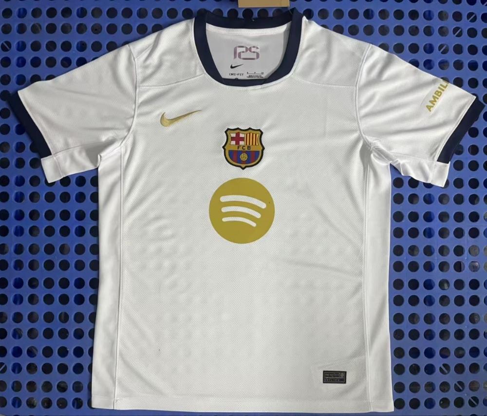 (S-3XL) 1:1 Copy Top Quality 2025/2026 Barcelona's Special Yellow Edition with White Circle Advertisement