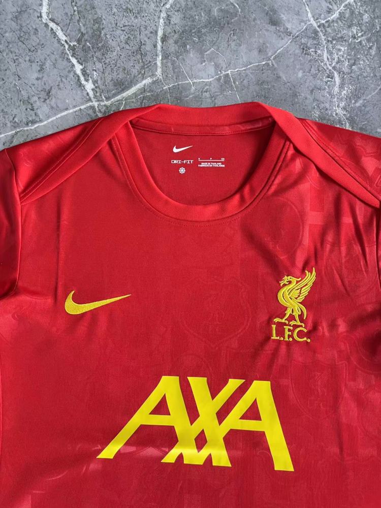 (S-3XL) 1:1 Copy Top Quality 2025/2026 Liverpool's pre-match training kit in red