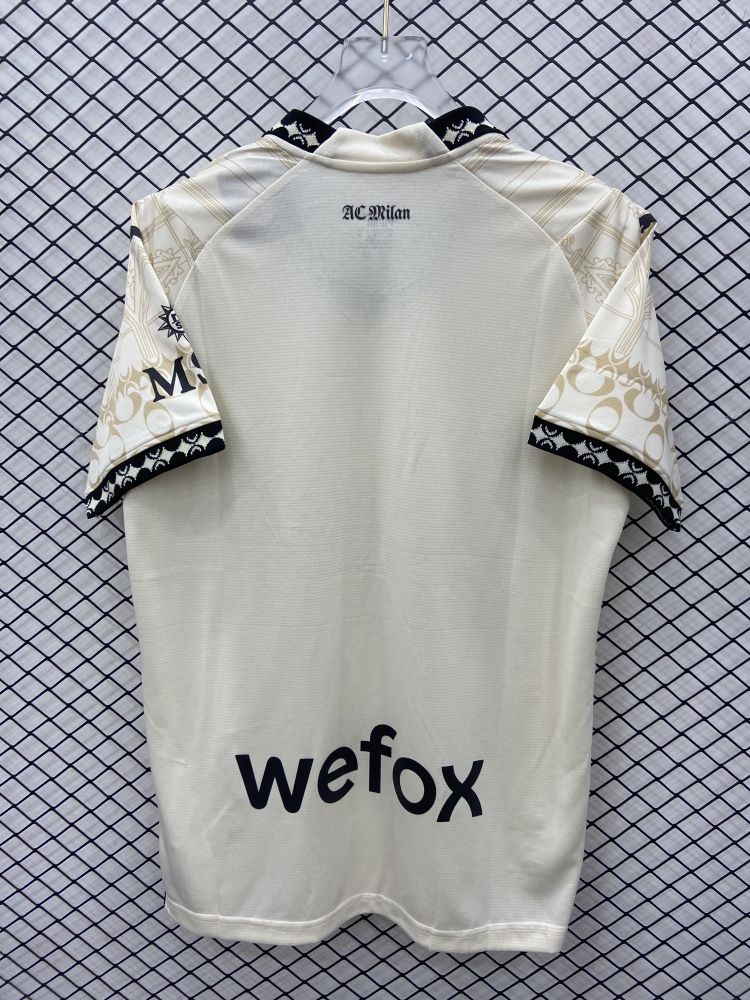 (S-3XL) 1:1 Copy Top Quality 2025/2026 AC Milan's light yellow co-branded edition