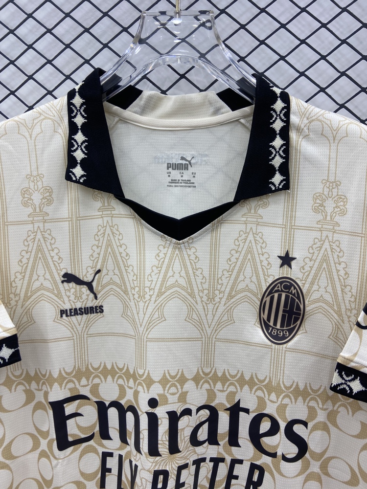 (S-3XL) 1:1 Copy Top Quality 2025/2026 AC Milan's light yellow co-branded edition