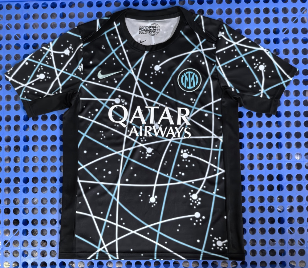 (S-3XL) 1:1 Copy Top Quality 2025/2026 Inter Milan's pre-match training kit in black and blue