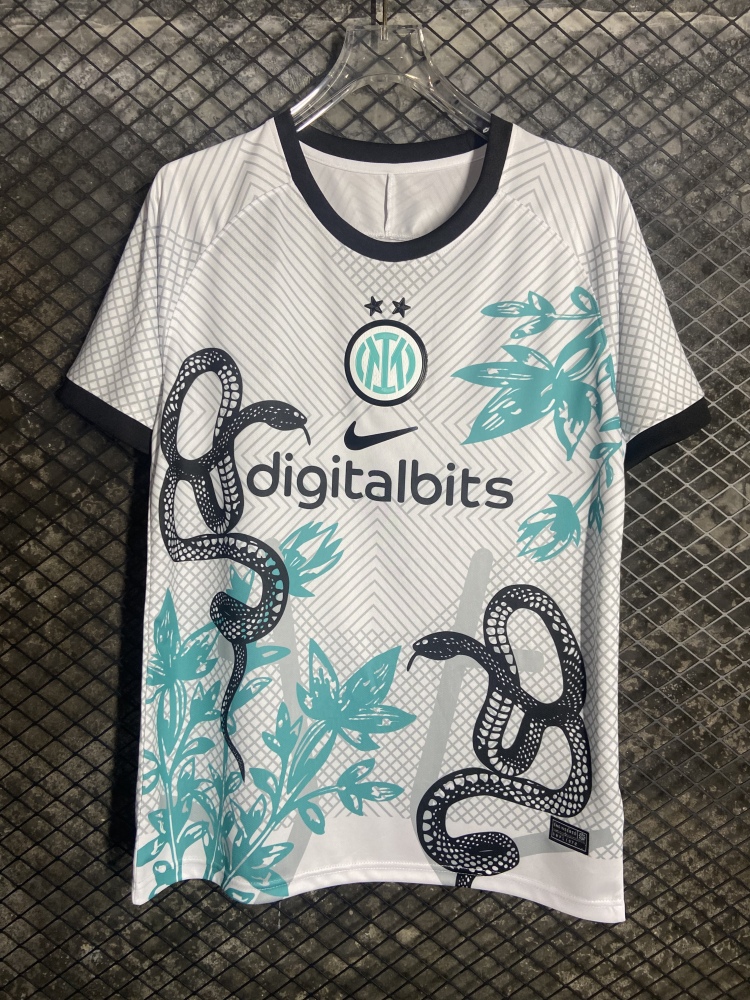 (S-3XL) 1:1 Copy Top Quality 2025/2026 Inter Milan's pre-match training kit with double black snakes in white