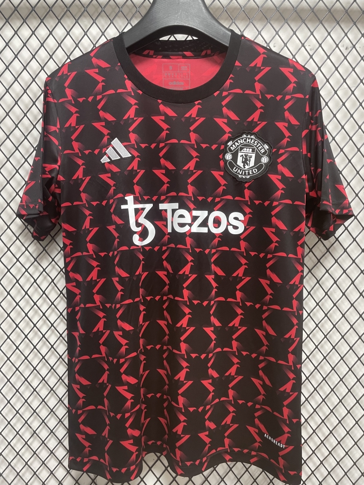 (S-3XL) 1:1 Copy Top Quality 2025/2026 Manchester United red pre-match training kit
