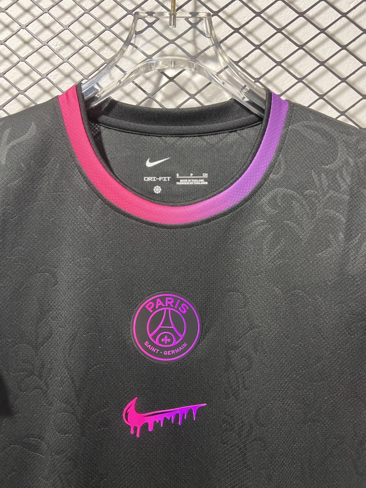 (S-3XL) 1:1 Copy Top Quality 2025/2026 Paris pre-match training kit, black