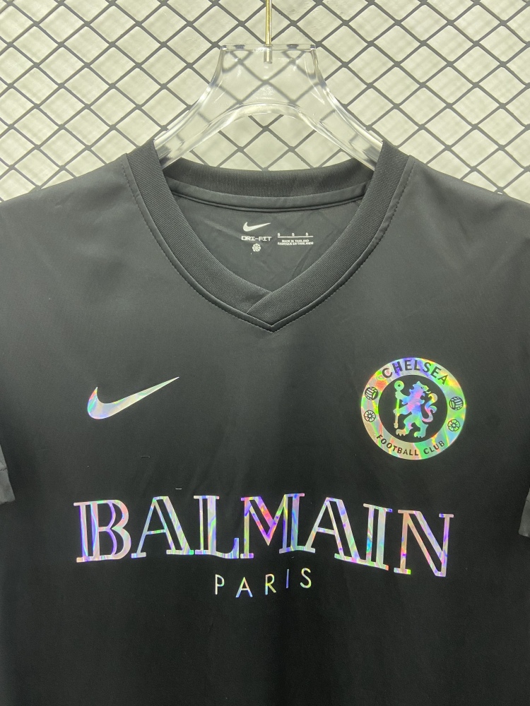 (S-3XL) 1:1 Copy Top Quality 2025/2026 Chelsea T-shirt black