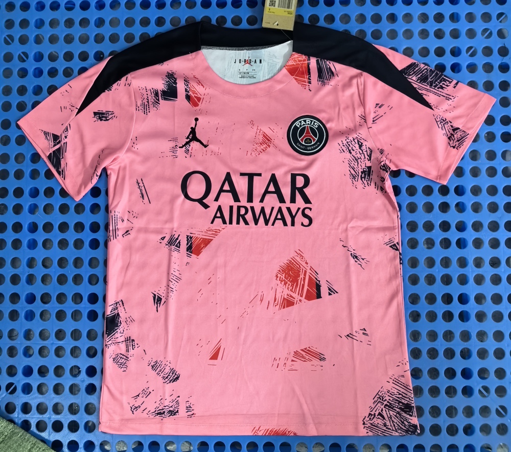 (S-3XL) 1:1 Copy Top Quality 2025/2026 Paris pink pre-match training kit