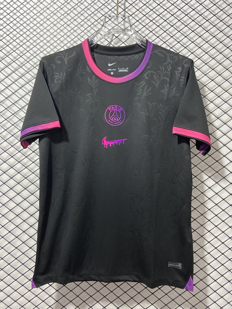 (S-3XL) 1:1 Copy Top Quality 2025/2026 Paris pre-match training kit, black