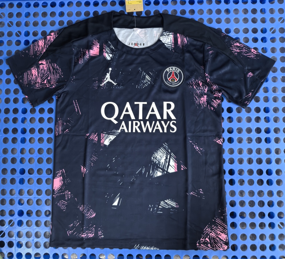 (S-3XL) 1:1 Copy Top Quality 2025/2026 Paris' navy blue pre-match training kit