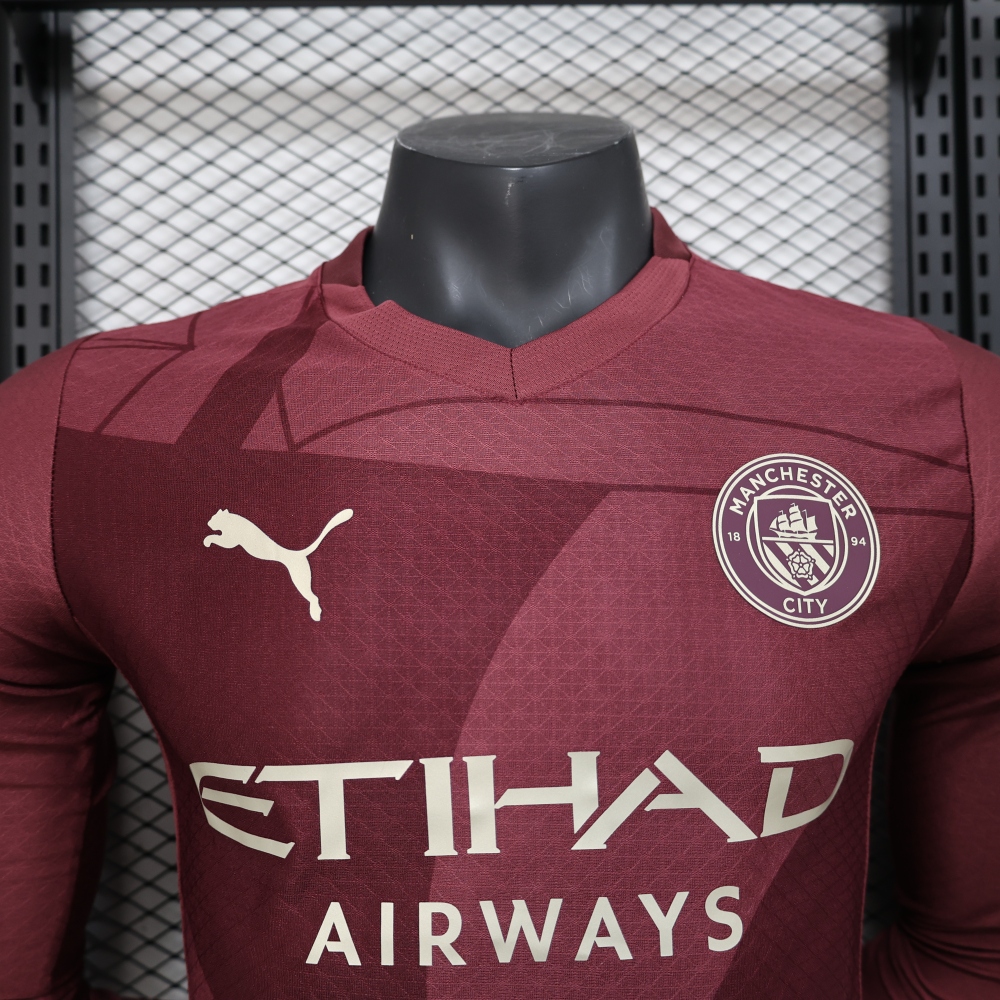 (S-3XL) 1:1 Copy Top Quality 2025/2026 Player: Manchester City maroon long sleeves