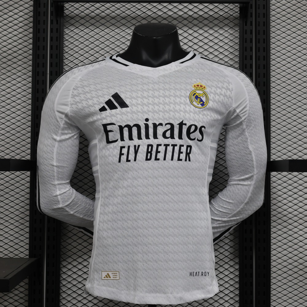 (S-3XL) 1:1 Copy Top Quality 2025/2026 Player: Real Madrid Home Long-sleeved Jersey