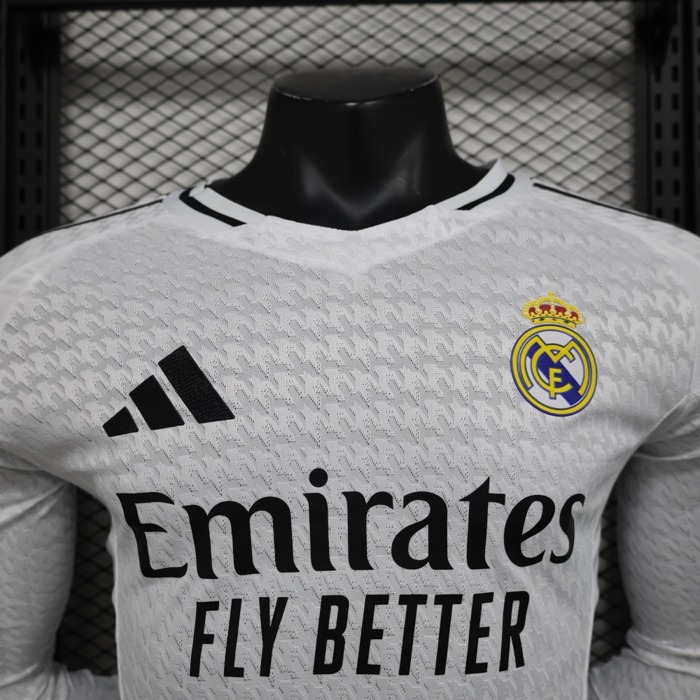 (S-3XL) 1:1 Copy Top Quality 2025/2026 Player: Real Madrid Home Long-sleeved Jersey