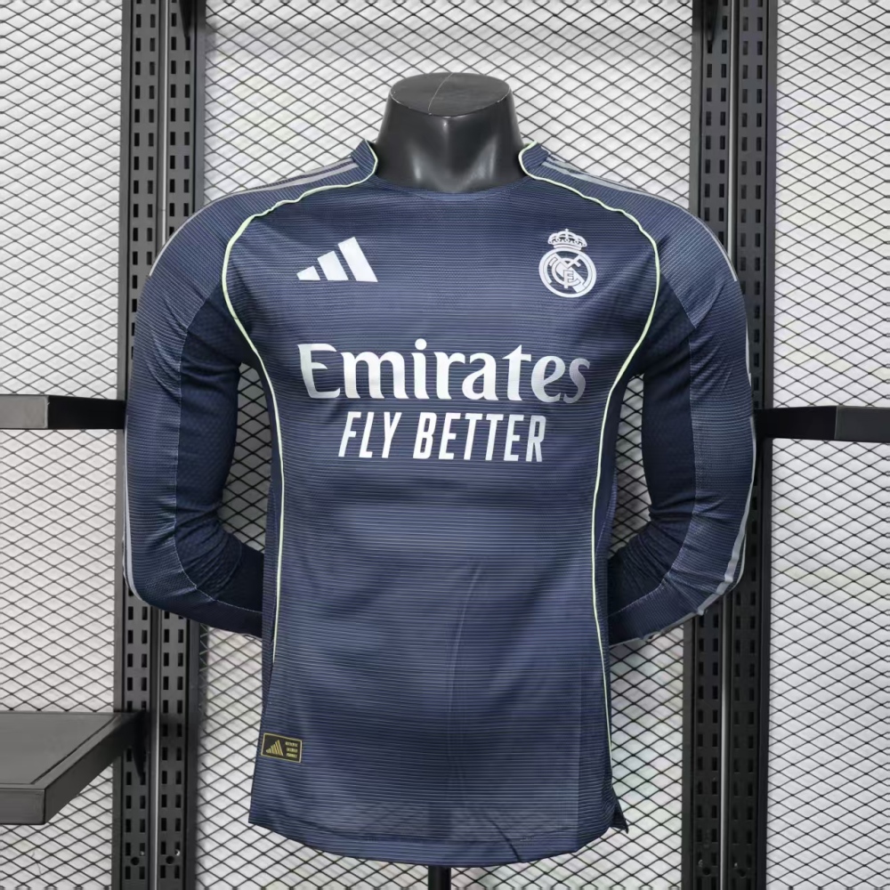 (S-3XL) 1:1 Copy Top Quality 2025/2026 Player: Real Madrid Away Long-sleeved Jersey