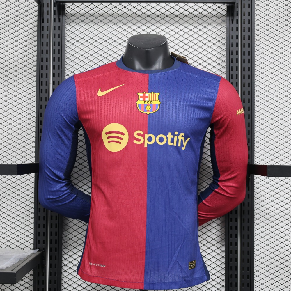 (S-3XL) 1:1 Copy Top Quality 2025/2026 Player: Barcelona Home Long Sleeve