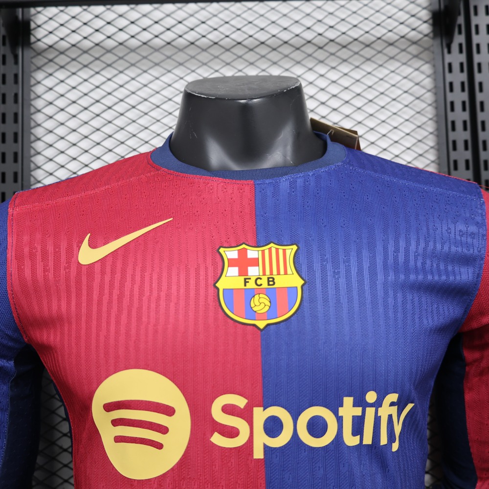 (S-3XL) 1:1 Copy Top Quality 2025/2026 Player: Barcelona Home Long Sleeve