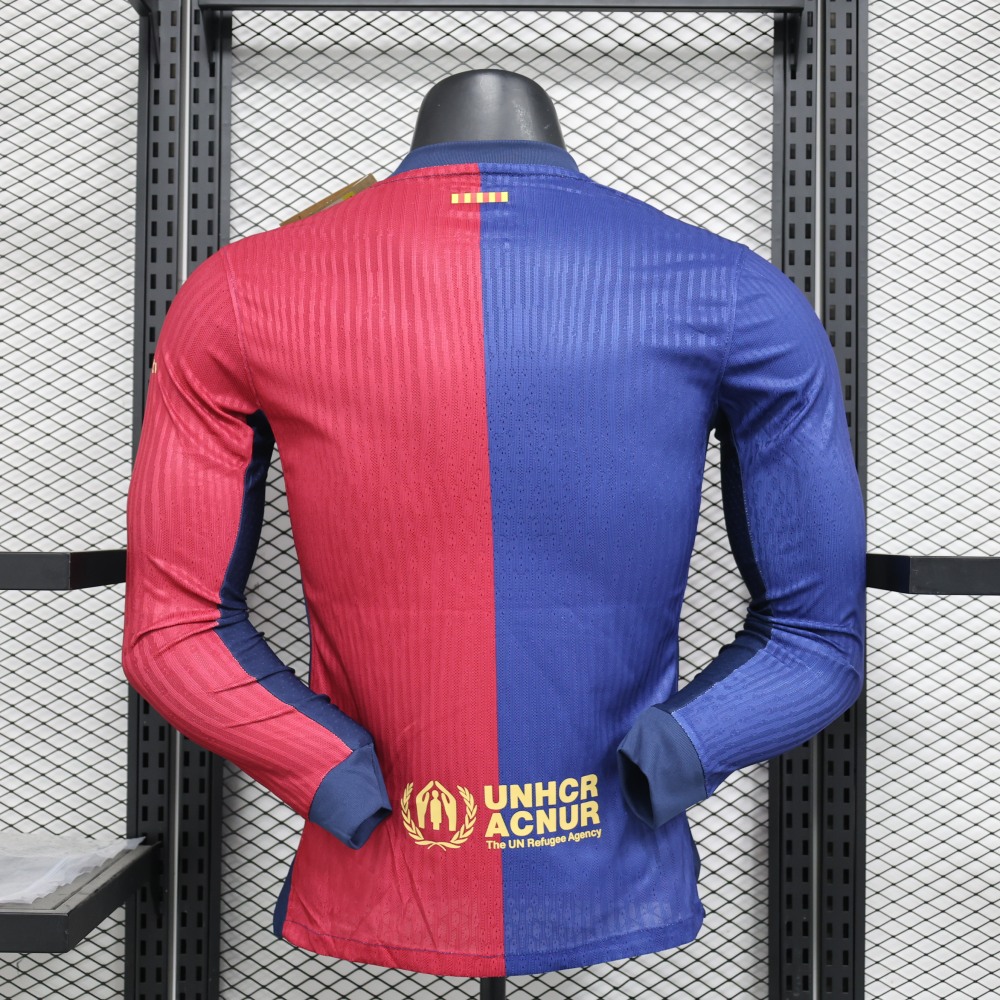(S-3XL) 1:1 Copy Top Quality 2025/2026 Player: Barcelona Home Long Sleeve
