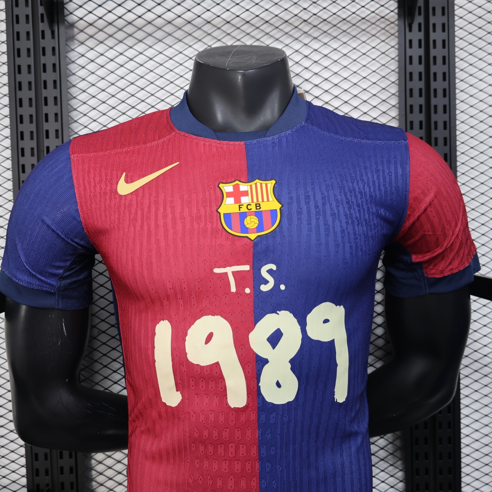 (S-3XL) 1:1 Copy Top Quality 2025/2026 Player: Barcelona Home, with advertisement