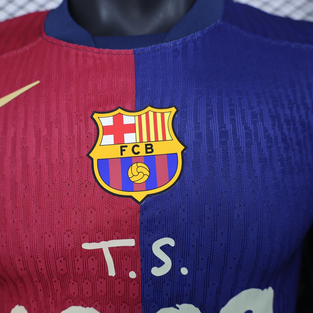 (S-3XL) 1:1 Copy Top Quality 2025/2026 Player: Barcelona Home, with advertisement