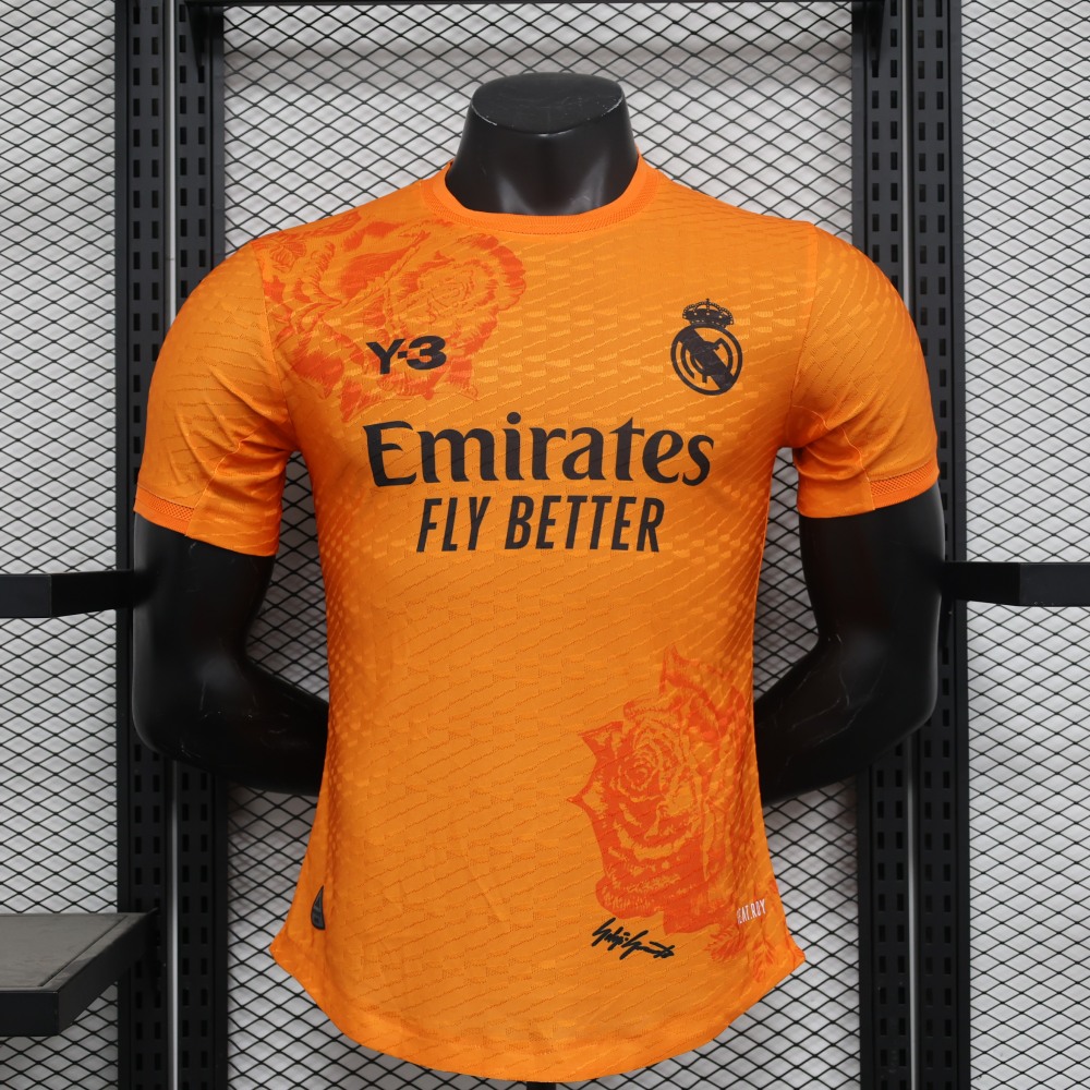 (S-3XL) 1:1 Copy Top Quality 2025/2026 Player: 24-25 Real Madrid Y3 (orange)