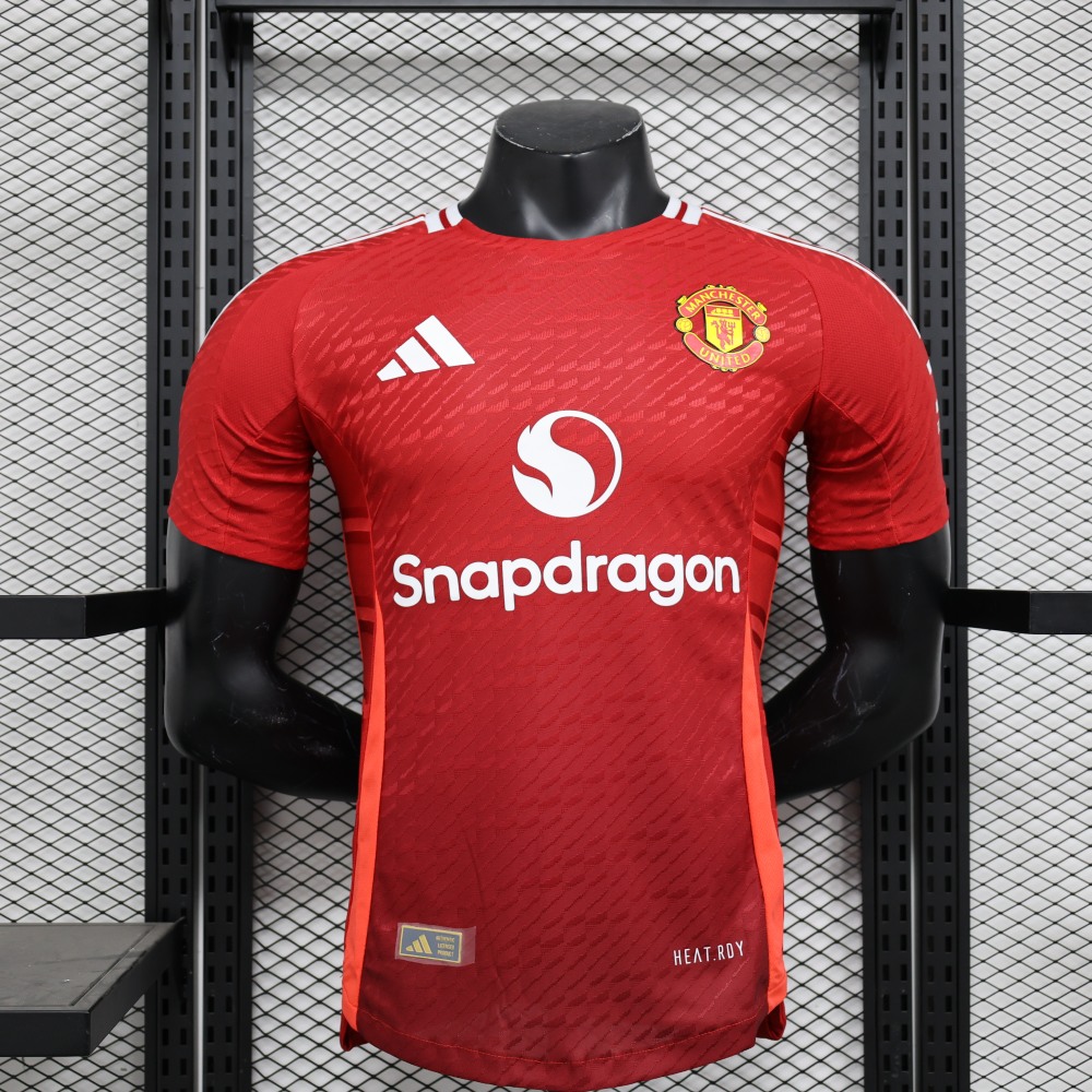 (S-3XL) 1:1 Copy Top Quality 2025/2026 Player: Jacquard Manchester United home kit