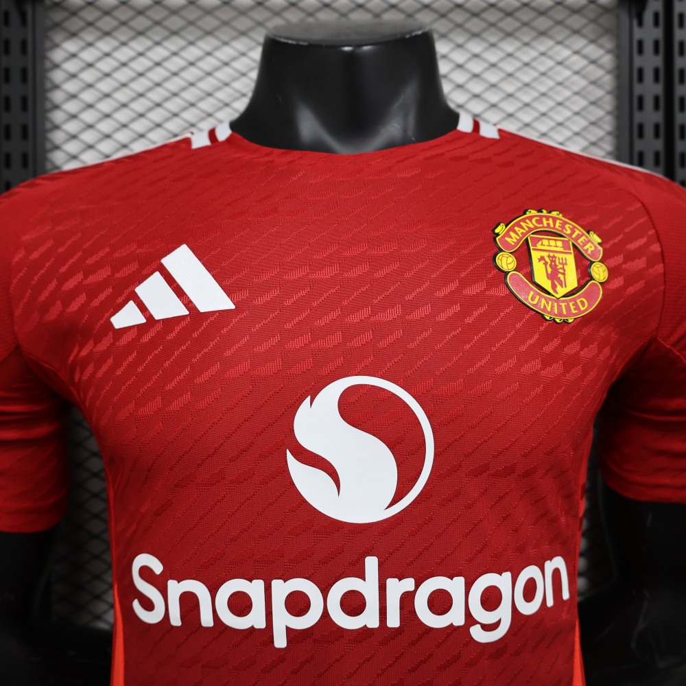 (S-3XL) 1:1 Copy Top Quality 2025/2026 Player: Jacquard Manchester United home kit
