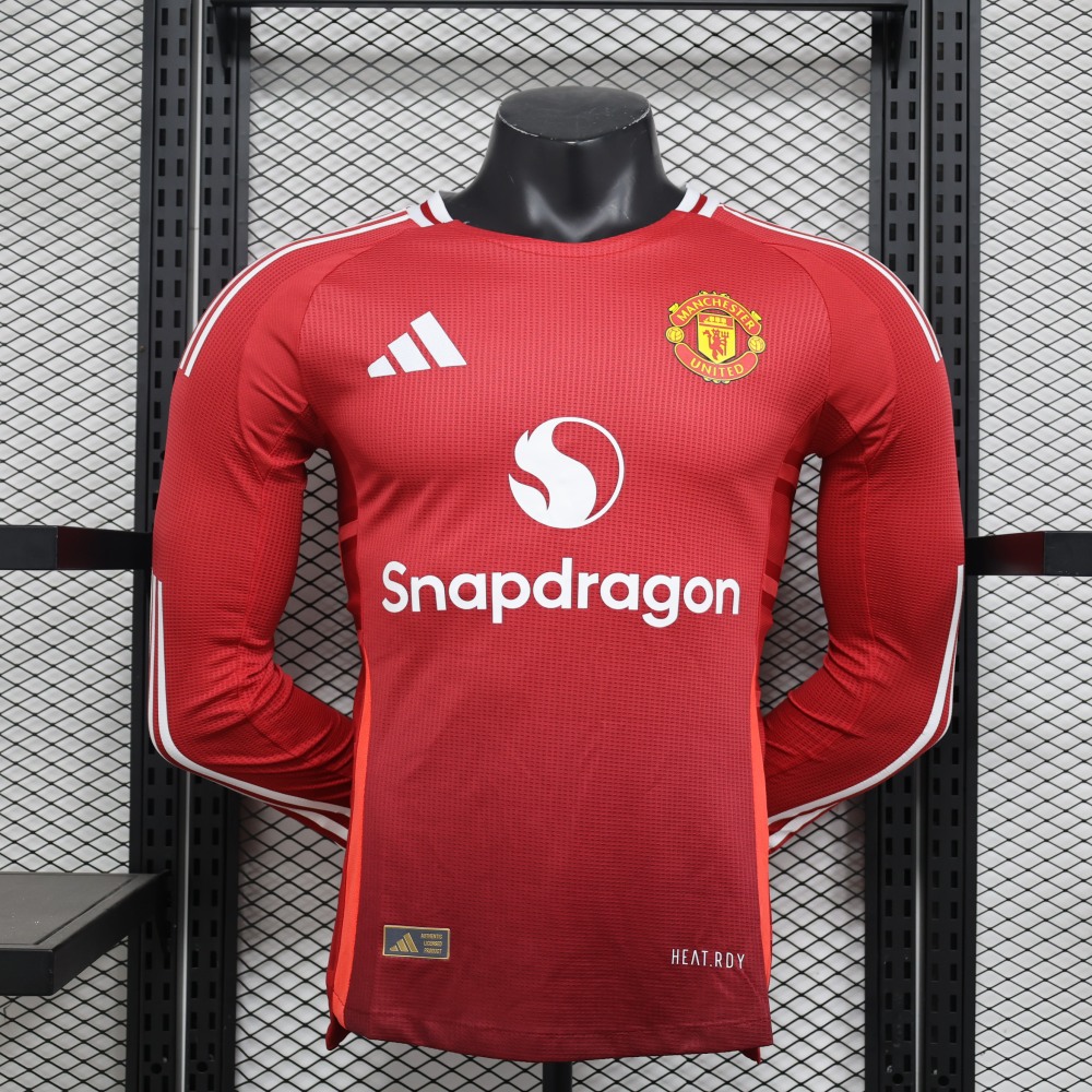 (S-3XL) 1:1 Copy Top Quality 2025/2026 Player: Manchester United home long-sleeved jersey