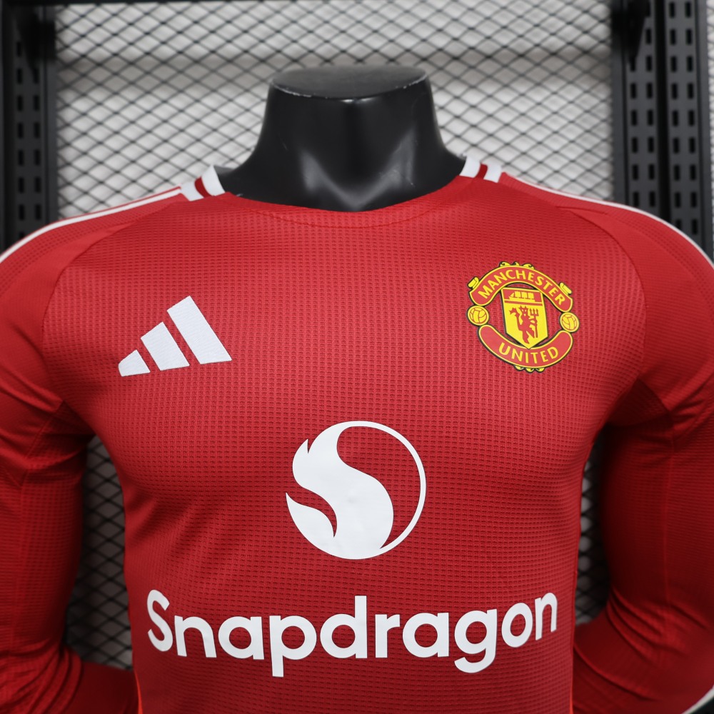 (S-3XL) 1:1 Copy Top Quality 2025/2026 Player: Manchester United home long-sleeved jersey