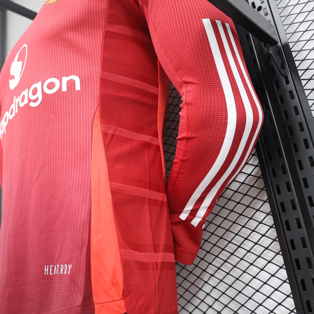 (S-3XL) 1:1 Copy Top Quality 2025/2026 Player: Manchester United home long-sleeved jersey