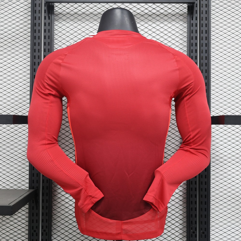 (S-3XL) 1:1 Copy Top Quality 2025/2026 Player: Manchester United home long-sleeved jersey