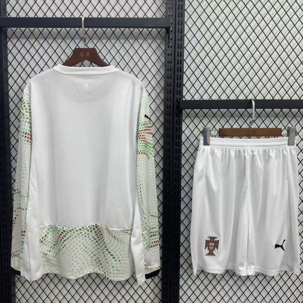 (S-3XL) 1:1 Copy Top Quality 2025/2026 Portugal Away Long-sleeve