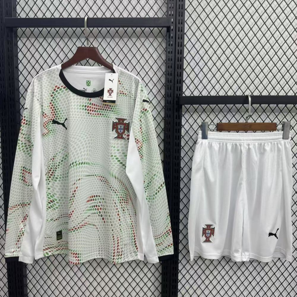 (S-3XL) 1:1 Copy Top Quality 2025/2026 Portugal Away Long-sleeve