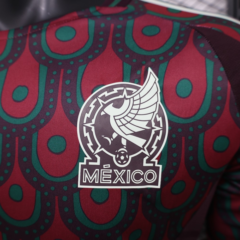 (S-3XL) 1:1 Copy Top Quality 2025/2026 Player: Mexico Home Long Sleeves