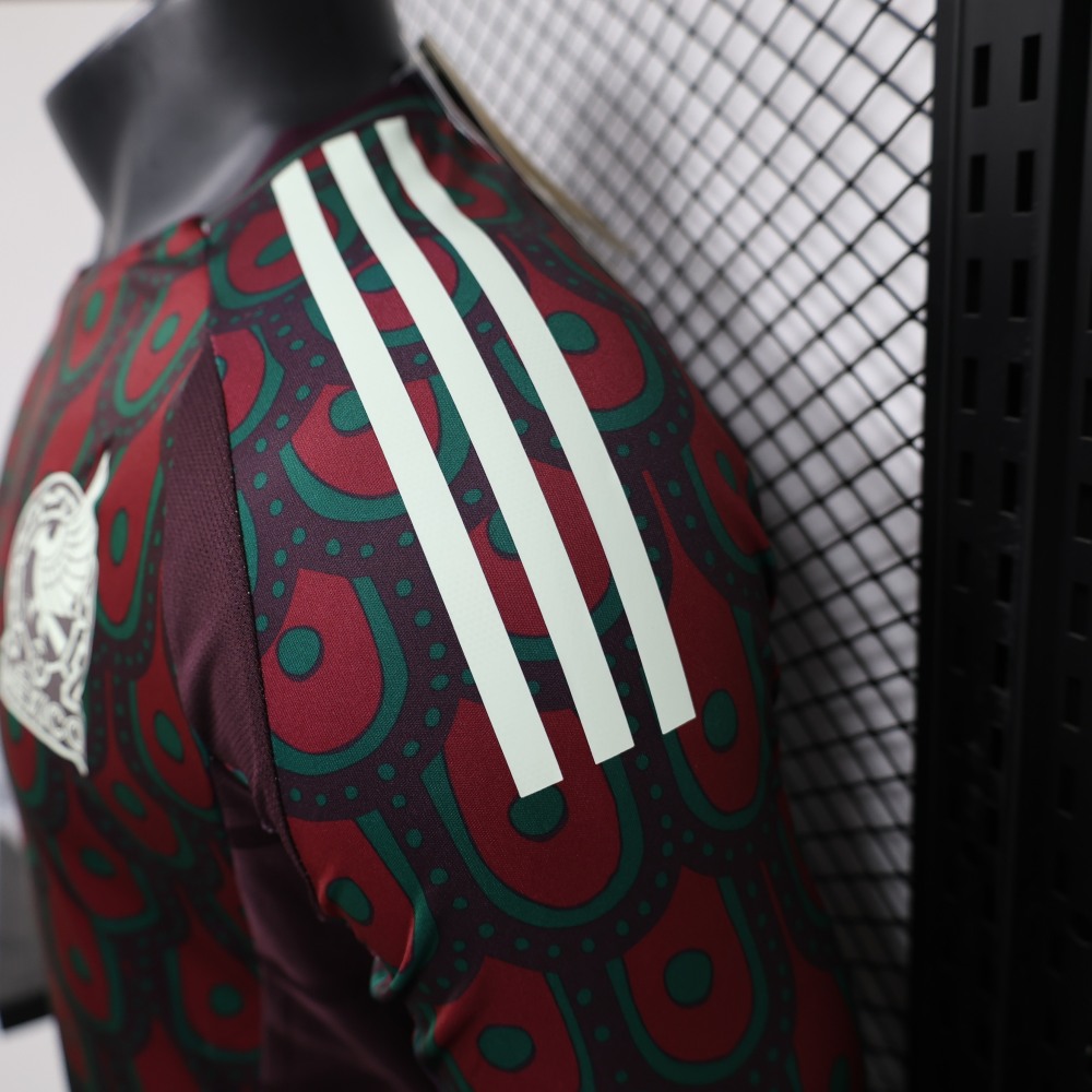 (S-3XL) 1:1 Copy Top Quality 2025/2026 Player: Mexico Home Long Sleeves