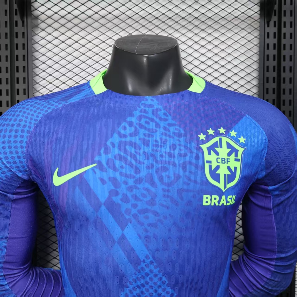 (S-3XL) 1:1 Copy Top Quality 2025/2026 Player: Brazil blue long sleeves