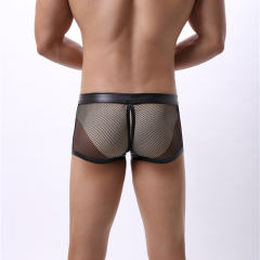 Faux Leather Men Shorts Fetish Gay Boxers Sissy Underwear PQA4-36A