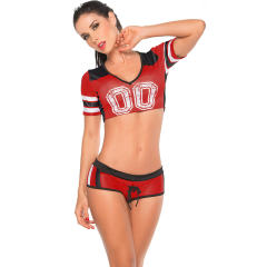 Green Color Sexy Football Baby Cheerleader Costume For Women PQMR7064A